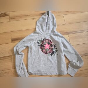 Converse All Star Gray Hoodie with Pink Star Graphic Size 12-13 Girls